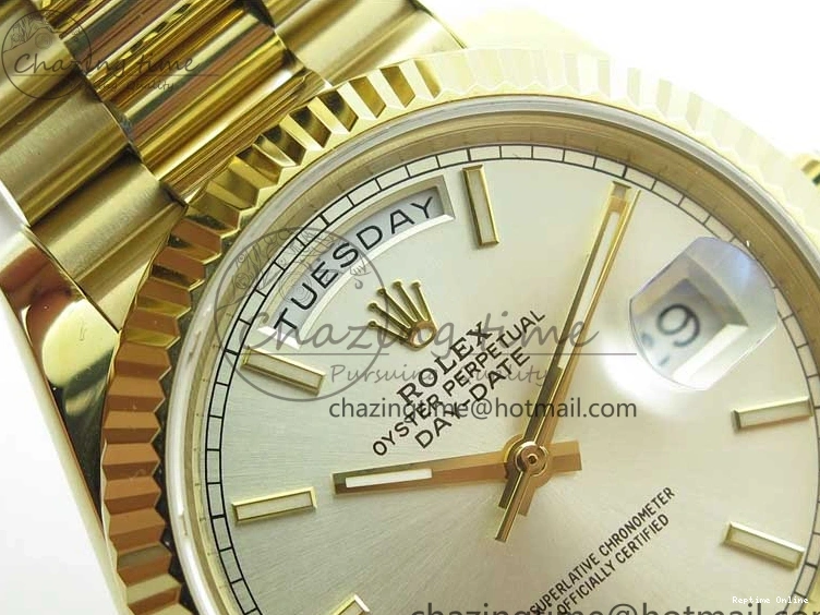 1218 Day-Date 40mm 228239 BP New Dial Version 904 YG Silver Stick Markers Dial on YG President Bracelet A Sophisticated 2807